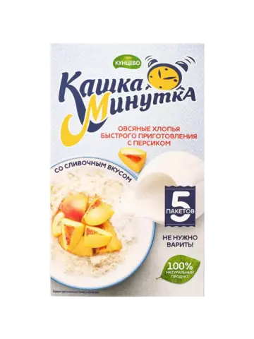Хлопья овсяные Кашка-Минутка со сливками персик 215г, шт