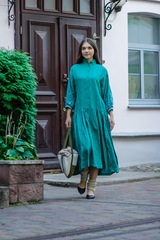 Полюшка. Платье льняное макси асимметричное с вышивкой PL-422569