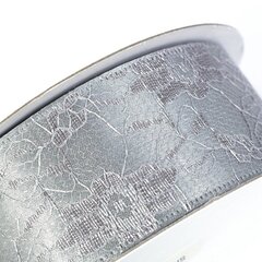 
          Декоративная лента двухслойная, 4 см, намотка 20 ярдов, серебро, дизайн рельеф цветов