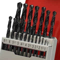 Набор сверл по металлу 1-10мм 19шт DIN338 HSS-R 118° (мет. кейс) H-Tools PRO 205212PRO