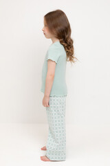 пижама  для девочки  К 1636/голубая дымка,морская клетка