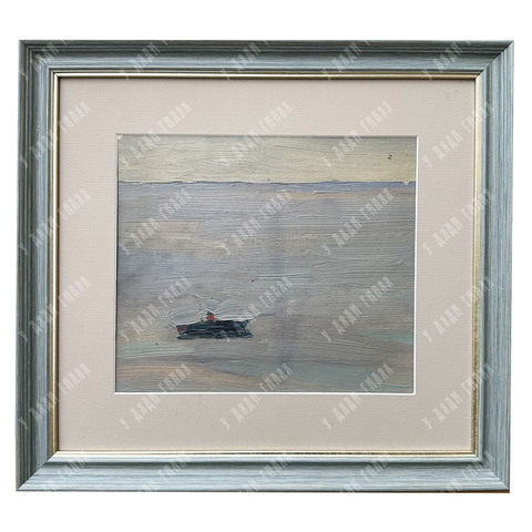 Динес Ю. С. Крым. Тихая вода. Рыбалка. Этюд. Картон, масло. 1951