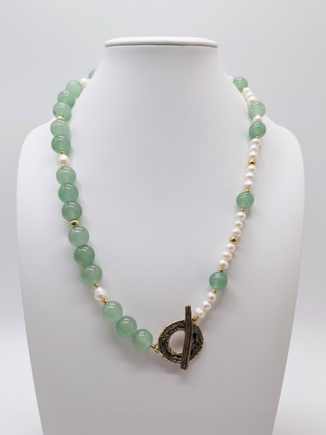 Колье "Элегант" (авантюрин и жемчуг)