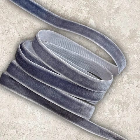 Лента бархатная 1 см темно-серый №189 (1метр)