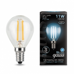 Лампа Gauss LED Filament Шар 11W E14 750Im 4100K 105801211