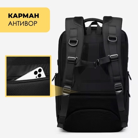 Картинка рюкзак городской Ozuko 9772S Black - 11