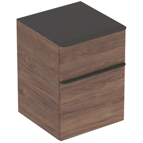 Шкафчик Geberit Smyle Square с двумя выдвижными ящиками: B=45см, H=60см, T=47см, Пекан / Меламин, древесная структура