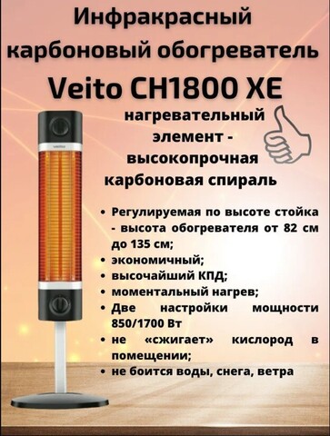 Инфракрасный карбоновый обогреватель Veito CH1800 XE Black