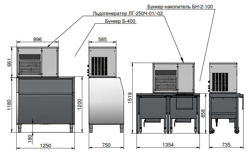 Льдогенератор чешуйчатого льда Abat ЛГ-250Ч-02 (воздушное охлаждение)