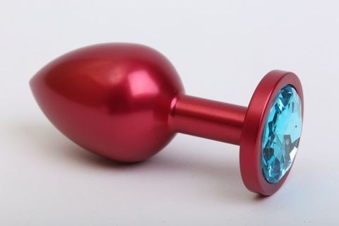 Красная анальная пробка с голубым стразом - 7,6 см. - 4sexdreaM 47414-1