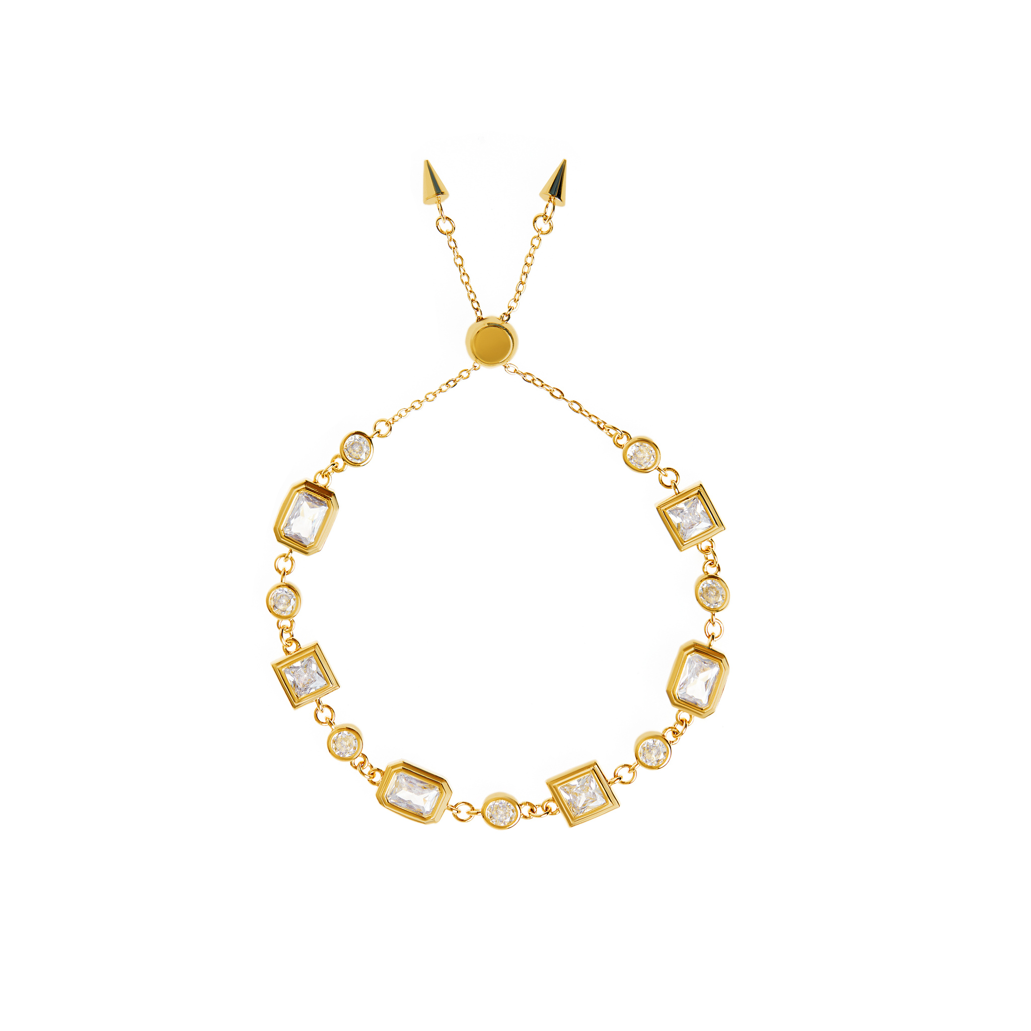 LUV AJ Браслет Pyramid Bezel Statement Bracelet – Gold цена и фото