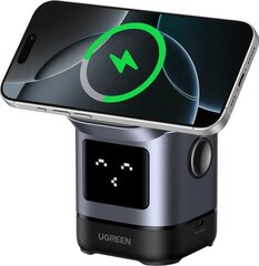 Беспроводная зарядка UGREEN W709 (45775) UNO 2-в-1 Robot Magnetic Wireless Charger 20W кабель 1м, серый