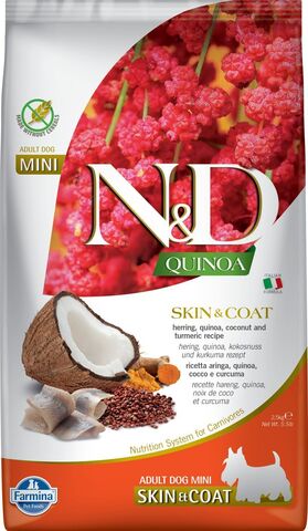Farmina N&D Quinoa Skin&Coat Herring сухой корм для взр собак мелких пород (сельдь и киноа) 2,5кг