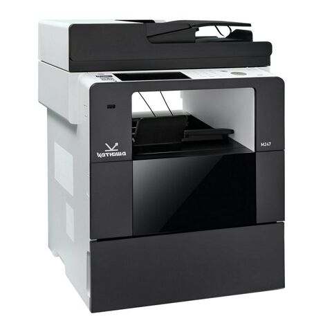 Аппарат Катюша M247e принтер/копир/сканер/факс. 47 стр/мин A4, Ч/Б печать, 1200 dpi. Сканер цвет А4-А3, до 60 стр/мин. CPU 1 ГГц, 2 ГБ RAM, Ethernet, USB, USB-host, Wi-Fi. PS3, PCL, PDF, GDI. ADF 50 листов. 6 панель управления+клавиатура.Тонер 3K