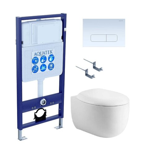 Aquatek SET Aquatek АЛЬТАИР cm-013 4в1 SET Aquatek АЛЬТАИР-013 4в1 (рама Aquatek Standard INS-0000012+крепеж KKI-0000002+клавиша KDI-0000013+унитаз АЛЬТАИР AQ1980-00 с тонким сиденьем soft-