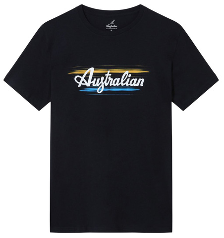 Теннисная футболка Australian Cotton T-Shirt Brush Line Print - blu navy