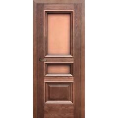 Купить Межкомнатная дверь с багетом шпон Равена дуб морёный остеклённая