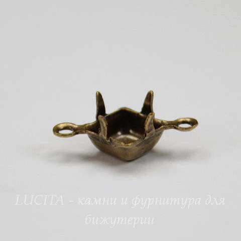 Сеттинг - основа - коннектор (1-1) для страза 6х6 мм (оксид латуни)