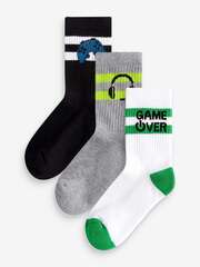 Носки хлопковые для мальчика Next E13-096, 3 шт., Черный, Серый, Белый