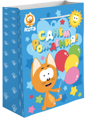Пакет подарочный L вертикальный, Котенок Котэ, С Днем Рождения!, 31*41*12 см (Д*В*Ш)