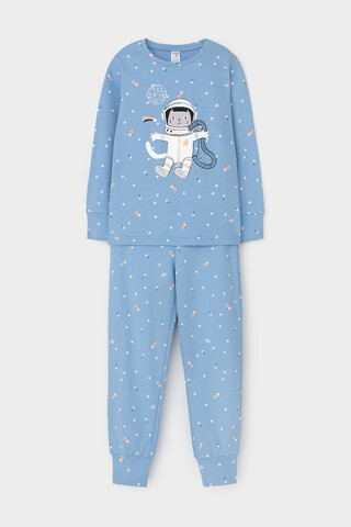 пижама  для мальчика  К 1621/голубой,космические просторы
