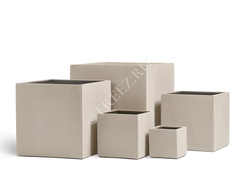 Кашпо TREEZ Effectory - Beton - Куб - Белый песок