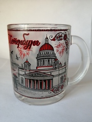 Кружка 300 мл стекло с видами Петербурга.