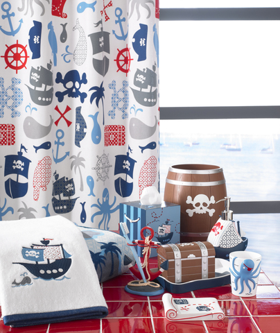 Шторка для ванной детская 183x183 Kassatex Pirates