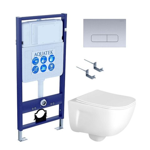 Aquatek SET Aquatek ДИВА-014 4в1 SET Aquatek ДИВА-014 4в1 (рама Aquatek Standard INS-0000012+ кркпеж KKI-0000002+клавиша KDI-0000014+унитаз ДИВА AQ2012-00 с тонким сиденьем so