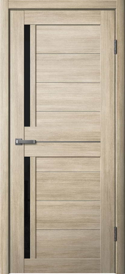 Дверь межкомнатная Двероникс 02Л, цвет латте ясень, экошпон, стекло черное