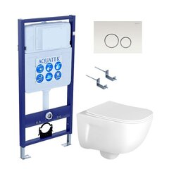 Комплект унитаза с инсталляцией Aquatek Set Aquatek Дива 4в1 с сиденьем Микролифт и клавишей смыва Хром глянцевый фото