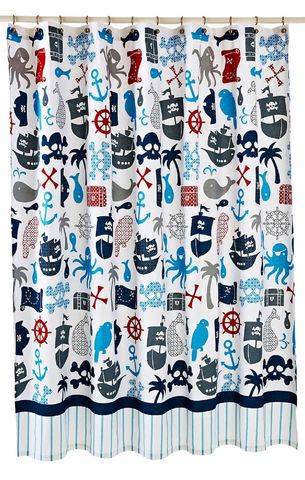 Шторка для ванной детская 183x183 Kassatex Pirates