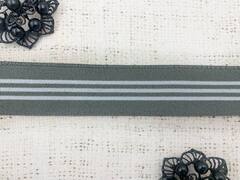 Резинка тканая, ш. 3 см, серый с белым