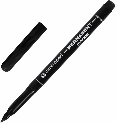 Маркер перманентный (Centropen) 2536, черный, 1.0мм, круглый, черный, набор из 2 шт.