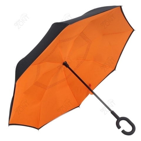 Зонт наоборот оранжевый механический