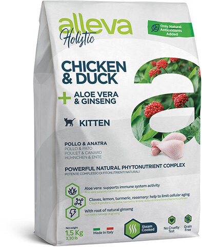 Alleva Holistic Kitten Chicken & Duck + Aloe vera & Ginseng, сухой (1,5 кг)
