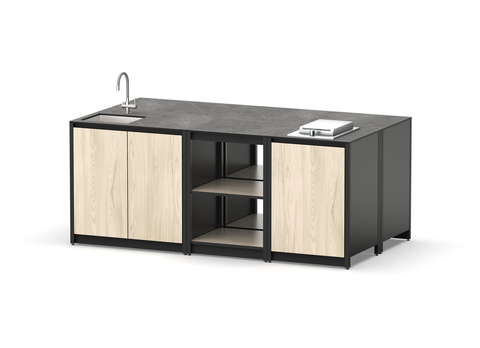 Остров кухонный уличный R-403SP, 2.1 м, дуб сонома/черный мрамор