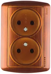 DEMET 711 0500 128 Розетка двойная б/з закр. корпус махагон