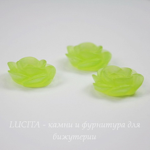 Кабошон акриловый "Камелия", цвет - зеленый, 20 мм