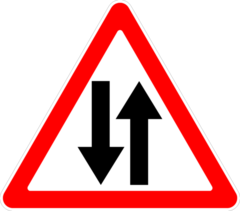 Знак Двустороннее движение 1.21