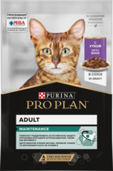 Pro Plan пауч для взрослых кошек кусочки в соусе с уткой 85г
