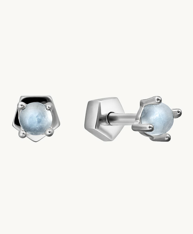 Серьга-пусета с лунным камнем (silver)