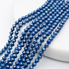 Фианит "матовый" (кубический цирконий), цвет темно-синий, размер около 3 мм, цена за нить 38 см