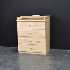Пеленальный комод деревянный Алиса с откидным столиком, 60х44х88 см, детский комод с 4 ящиками для хранения вещей из массива сосны, в лаке
