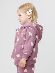 джемпер  для девочки  КР 302824/темная орхидея,сердечки к589