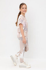 брюки  для девочки  КР 4074/бежевый,фактура земли к559