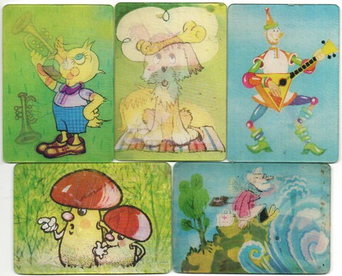 № 104 Набор из 5 переливных (стерео) Календариков . Мультфильмы СССР 1985 год.