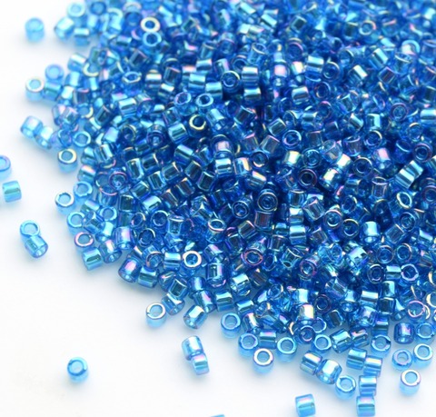 DBM-0177 Бисер цилиндрический Миюки делика 10/0 Аквамарин прозрачный радужный /Miyuki delica 10/0 Transparent Aquamarine AB