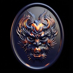 Силиконовый молд № 481 Медальон Голова Демона , маска Хання