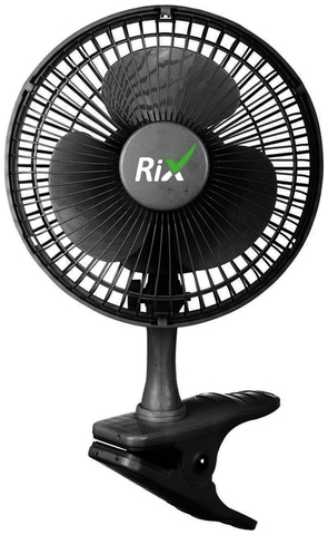 Вентилятор бытовой настольный Rix RDF-1500B, прищепка, цвет черный, 15Вт